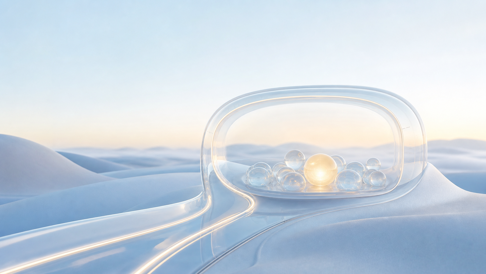 Glass intake path into a guardrail enclosure with a cited glowing answer